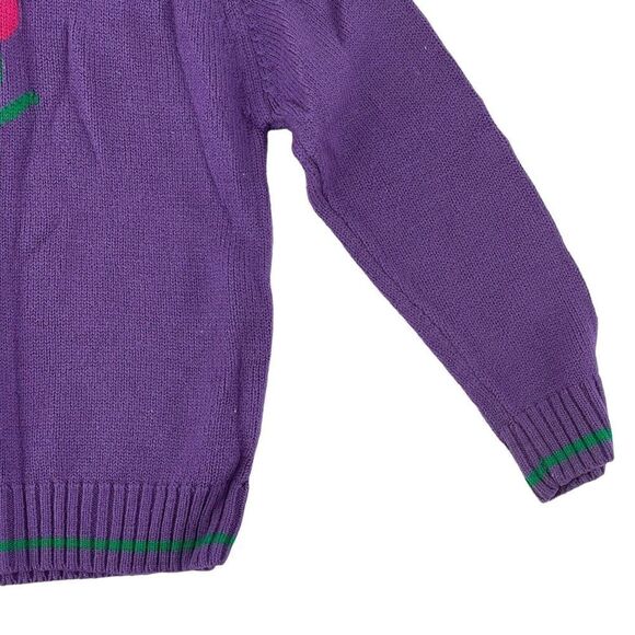 Lord & Taylor Vintage Sweater Girls Size Large Purple Tulip Knit 90s Preppy Cute - Picture 4 of 6